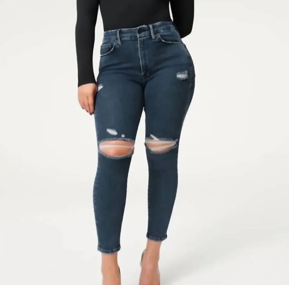 Good American Always Fits Good Waist Cropped Skinny Jeans in Blue857 Sz 00-4